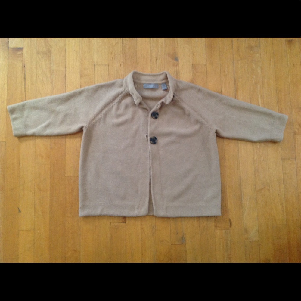 Liz Claiborne Large Cropped Tan Buttoned Cardigan